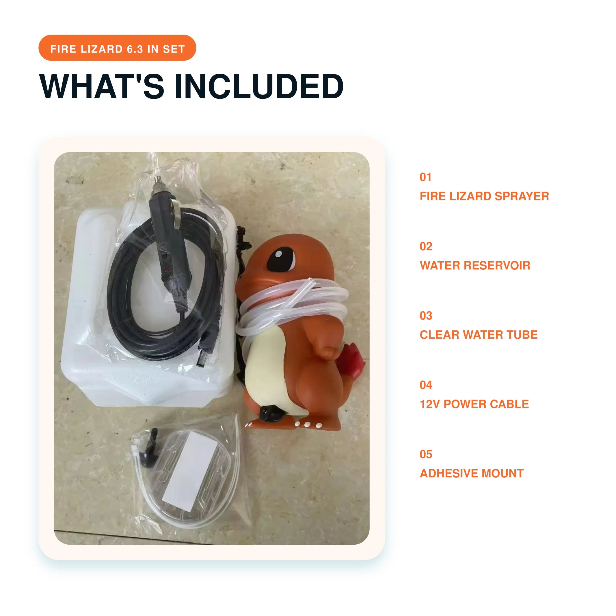 Fire Lizard 12-volt water sprayer kit contents