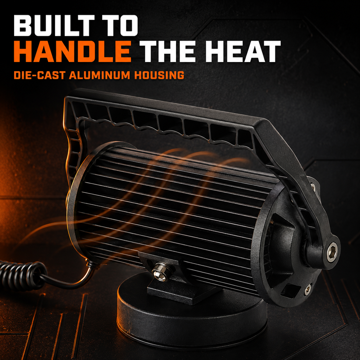 Rear cooling fins on the MAGBEAM 48 die-cast aluminum housing